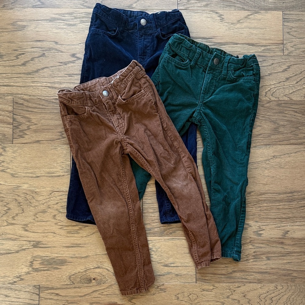 H&M Kids Corduroy Pants - Dark Blue, Chestnut, Forest Green